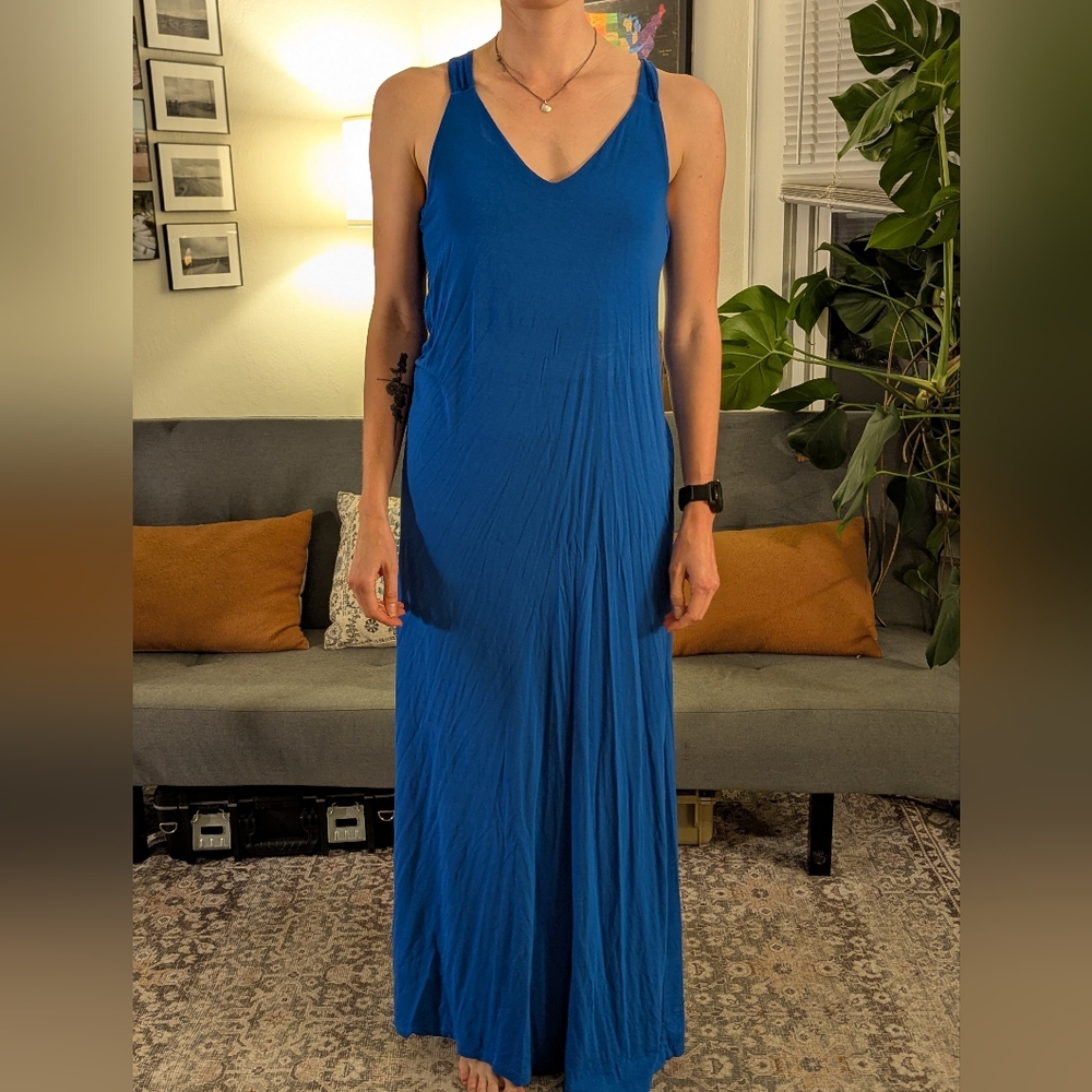 Blue Sleeveless Maxi Dress